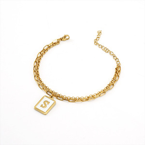 Zogxin Double Layer Stainless Steel Paperclip Letter Bracelet Gold Fashion Titanium Steel Shell Jewelry For Women - Product Image 5