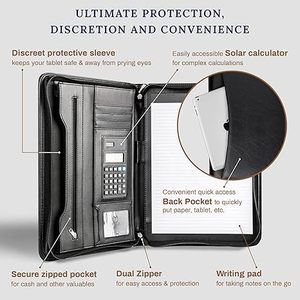 High-end Business <b>Briefcase</b> with Zipper Padfolio Excellent Business Impression Starts with PU Artificial <b>Leather</b> - Product Image 3