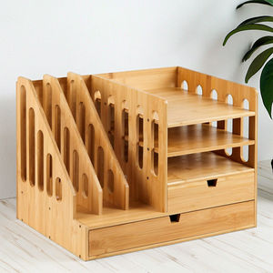 رف خشبي متعدد الوظائف لتخزين حطام المكتب منظم حديث مكتب تخزين رف خشبي من الخيزران - Product Image 1