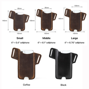 कस्टम लक्जरी चमड़े के फोन केस कमर बैग के लिए टिकाऊ वास्तविक चमड़े का मोबाइल फोन होल्स्टर 5.4 इंच संपर्क परिवार - Product Image 5