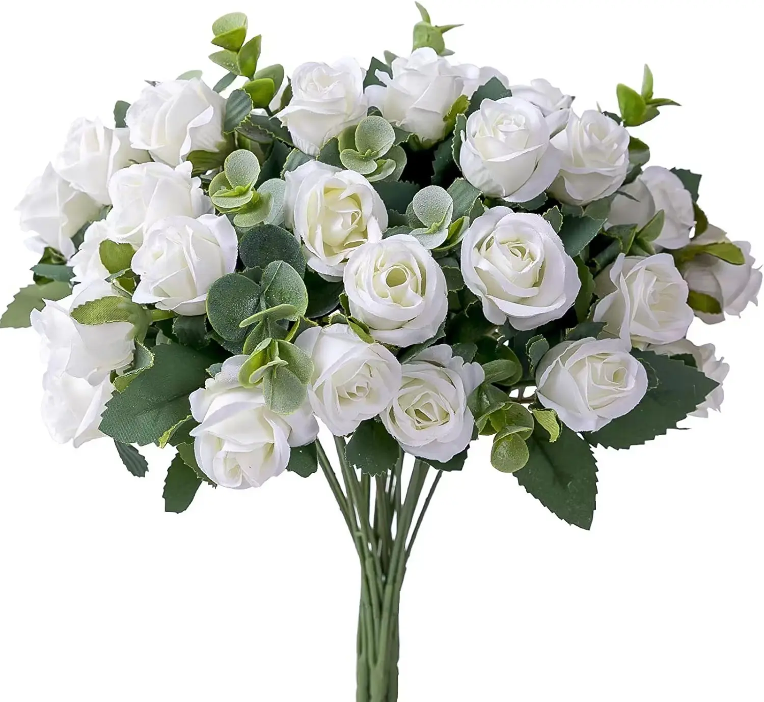 Sen Masine feuille d'eucalyptus 10 tête soie artificielle rose fleur bouquet pour Vase Arrangements floraux mariage maison Table décor
