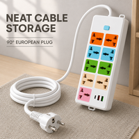 Multiprise universelle IP44 10A en laiton avec USB Type-C PD à charge rapide, 6 prises multi-standards, protection contre les surtensions, rallonge de voyage