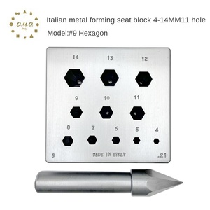 Ensemble de blocs de façonnage en métal italien OMO, rond, cinq côtés, 4-14 mm, outil de façonnage à 11 trous, modèle # 8/A MOLDS - Product Image 4