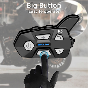 Auriculares Bluetooth impermeables para casco de motocicleta R5 para 2 jinetes 1200M auriculares intercomunicadores - Product Image 2