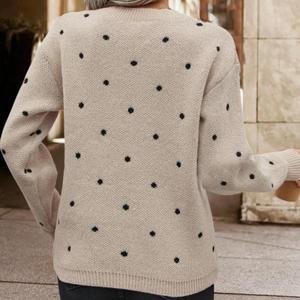 Suéter <span class=keywords><strong>de</strong></span> <span class=keywords><strong>Punto</strong></span> Jacquard con Cuello Redondo y Manga Larga Informal para Mujer, Personalizado, para Otoño - Product Image 5