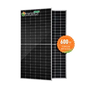 Bluesun 400W 500W 600W bifacial panel solar fotovoltaico paneles solares monocristalinos 700 vatios para la venta