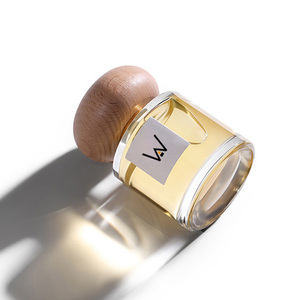 Vietnam Round Corner Empty Perfume Spray Glass <b>Bottles</b> Wooden <b>Lids</b> Packaging <b>Closures</b> - Product Image 6