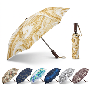 Wholesale Compact Parapluie Uv Protective Wooden Handle Rain Luxury Modern Minimalist Design Custom Folding <b>Umbrella</b> With Logo - Product Image 1