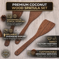 Natuurlijke houten spatel voor koken in antiaanbakpannen, herbruikbaar keukengerei voor roerbakken, omdraaien, serveren, thuisgebruik.