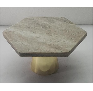 หินอ่อนตกแต่งและทองเหลืองยืนเค้ก/เค้กแผ่นเสียง - Product Image 2