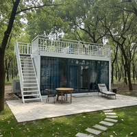 Casa Contenedor Modular Prefabricada de Lujo con Estructura de Acero Duradera, Pared de Vidrio, Solárium con Pantalla, Casa Contenedor de Vidrio Móvil Flexible