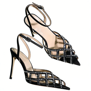 Zapatos de Mujer, Nuevas <span class=keywords><strong>Sandalias</strong></span> con Pedrería, Punta Abierta, Tacón de Aguja Sexy con Correa en el Tobillo para Fiestas y Eventos Nocturnos - Product Image 2