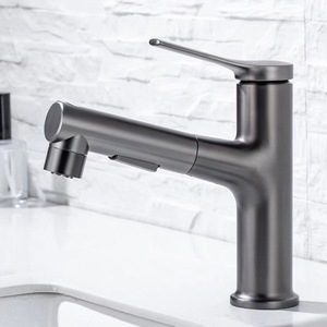 High Quality <strong>Pull</strong> Out Black Brass Alloy <strong>Bathroom</strong> Tap Hot Cold <strong>Sprayer</strong> Mixer Taps Black <strong>Pull</strong>-Out Basin <strong>Faucet</strong> - Product Image 3