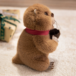 Juguetes de Peluche Personalizados, Mini Llavero de <span class=keywords><strong>Castor</strong></span>, Peluche Suave con Bufanda Roja para Regalos - Product Image 5