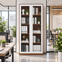 Armoire de classement en acier moderne avec portes vitrées, grande capacité, durable, pour l'école, le supermarché, l'entrepôt, le sous-sol, la salle à manger