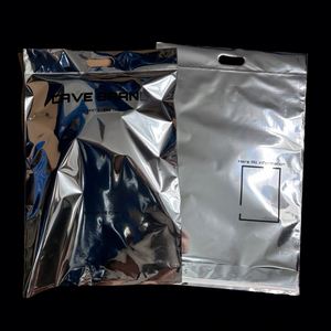 Custom LOGO Silver Mailer with Handle Waterproof Clothing Mailing Bags with Envelope Packaging Express Courier Bags - Product Image 6