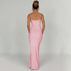 Evening Dress <b>Spaghetti</b> <b>Strap</b> Backless Long Slim Fit Sheer Layer Natural Waistline Yiwu Origin - Product Image 4