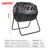 Meilleur prix Poubelle à compost en plastique assemblée à l'extérieur 160L Gobelet à compost Bokashi Composteur domestique