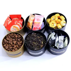 JYB – boîte ronde en métal noir ou or, deux pièces, emballage cadeau pour café/thé/chocolat/bougie, bonbons, boîte en fer blanc de noël