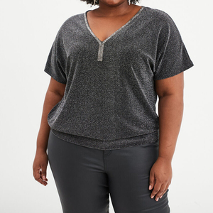 Soft Polyamide Long Logo Short Sleeve Plus Size T-Shirt for Women with Relaxed Fit Breathable Fabric Daily Wear & Layering - Product Image 3