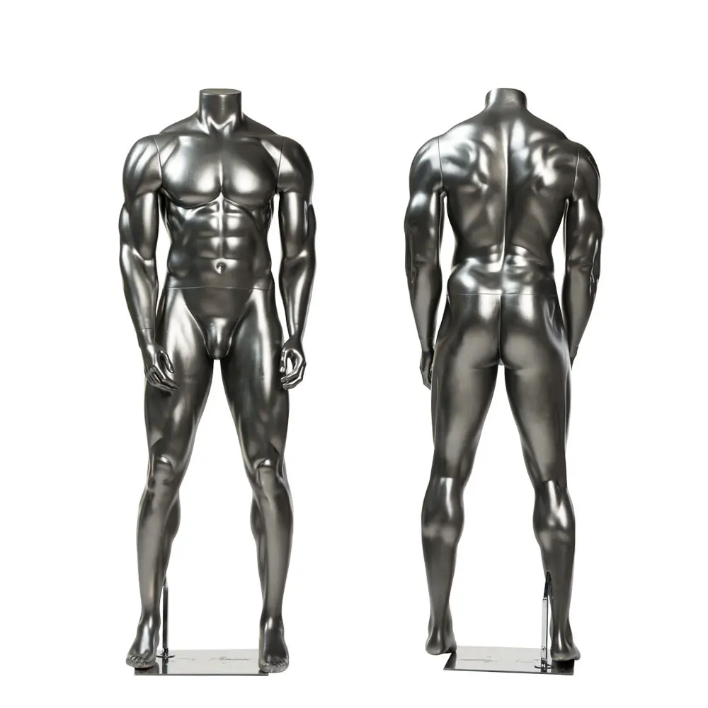 Silver Color Fiberglass Big Muscle Butt Male Mannequin