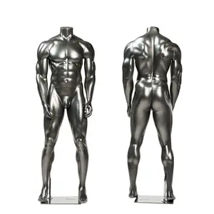 Zilver Kleur Glasvezel Grote Spier Butt Mannelijke Mannequin