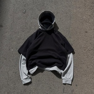 Sudadera con Capucha Corta de Felpa de 380GSM para Hombre, Fabricada con 100% Algodón, Estilo Urbano Holgado, Vintage, con Serigrafía Personalizada - Product Image 1