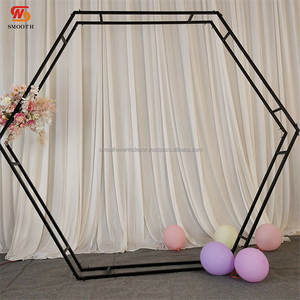 Soportes hexagonales lisos de hierro negro para telón de fondo de boda, soportes para globos de flores para decoración de fiestas de boda - Product Image 1