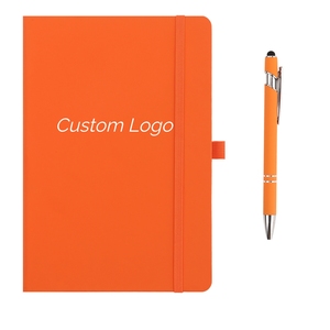 Cuaderno <span class=keywords><strong>Profesional</strong></span> Personalizado con Logotipo, A5, de Cuero PU, Color Naranja, Tapa Dura, Set de Regalo, para Oficina, Escuela, Papelería, Bolígrafo, 192 - Product Image 1
