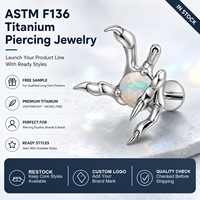 JiaXin ASTM F136 Titane de qualité implantable, Stud Labret à filetage interne, Bijou corporel en Zircon Cubique pour Cartilage, Tragus, Hélix, Conch