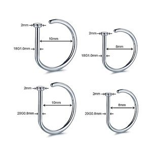 Stainless Steel D Shape <b>Nose</b> <b>Ring</b> 18G 20G 8mm 10mm <b>Silver</b> Gold Black Rose Gold Rainbow <b>Nose</b> Stud Jewelry - Product Image 1