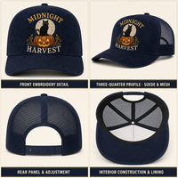 Casquettes Trucker Unisexe 5 Panneaux en Daim Structuré avec Dos en Maille Respirante, Visière Courbée à Œillets, Effet Vieilli, Saisonnier