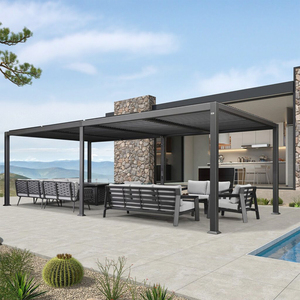 Pergola en aluminium à conception flexible avec lames orientables rétractables pour jardin extérieur, villa, <span class=keywords><strong>terrasse</strong></span>, cour - Product Image 1