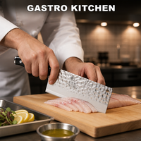 Couteau à découper professionnel chinois 90Cr18Mov, lame de 8 pouces à surface martelée, manche en bois, pour préparation culinaire