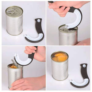 Abrelatas portátil en forma de J con agarre fácil, de plástico, antideslizante, para abrir tapas de frascos, herramienta multifuncional con anillo de tracción. - Product Image 6