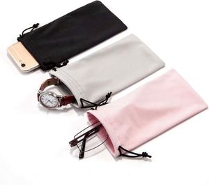Custom Logo Eyeglass Soft Cloth Pouch Printed White Gray Black Soft Eyeglasses Bag Microfiber Sunglasses Pouch - Product Image 2
