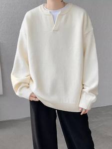 Pull en tricot à col en V pour homme, style couple, American Vibe, style streetwear, coupe ample et décontractée, doux et chaud - Product Image 4