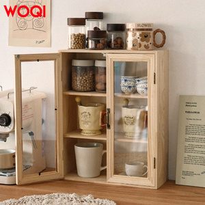 WOQI Vitrine en bois de haute qualité de style rétro avec porte en verre anti-poussière pour chambre à coucher, salon - Product Image 3