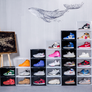 Boîte à chaussures pliable de luxe en plastique transparent magnétique, empilable et personnalisable, avec ouverture frontale durable pour rangement de baskets - Modèle PW IMode - Product Image 4