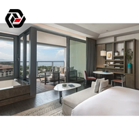 Ensemble de meubles de chambre d'hôtel 5 étoiles modernes sur mesure en gros, meuble TV en bois mat écologique, canapé individuel pour fenêtre, décoration murale