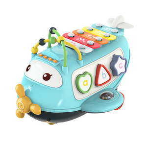 KSF Jouets éducatifs interactifs pour enfants, 6 pièces, <span class=keywords><strong>xylophone</strong></span> arc-en-ciel de dessin animé, avion musical, blocs de puzzle en plastique et piano à clavier - Product Image 1
