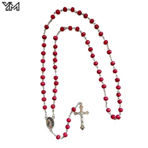 Collar de cuentas de oración de madera clásico con <span class=keywords><strong>cruz</strong></span> de María, regalo religioso de bautismo, rosario para hombres y mujeres con caja. - Product Image 5