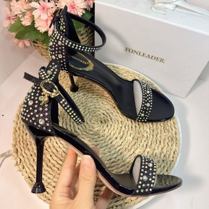 Sandales à talons ouvertes pour femmes, ornées de strass, nouvelle collection 2025, sexy, talons de 8,5 cm, chaussures d'été à talons - Product Image 6