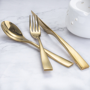Support Personnalisé Haute Qualité Fourchette Couteau Cuillères 3 Pièces En Acier Inoxydable 18/10 Or Couverts pour Mariage - Product Image 6
