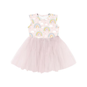 SQG-089 Vestido de Moda para Niñas, Top de Seda de Leche, Falda de Tul Súper Suave, Vestidos de Verano para Niñas, Fiesta de Cumpleaños, OEM - Product Image 3