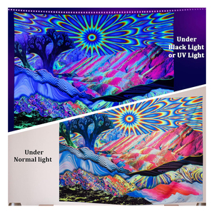 Trang trí phòng ngủ đầy màu sắc Bán hàng nóng phát sáng trong bức tường tối treo ảo giác tùy chỉnh huỳnh quang Backdrop UV tấm thảm - Product Image 4