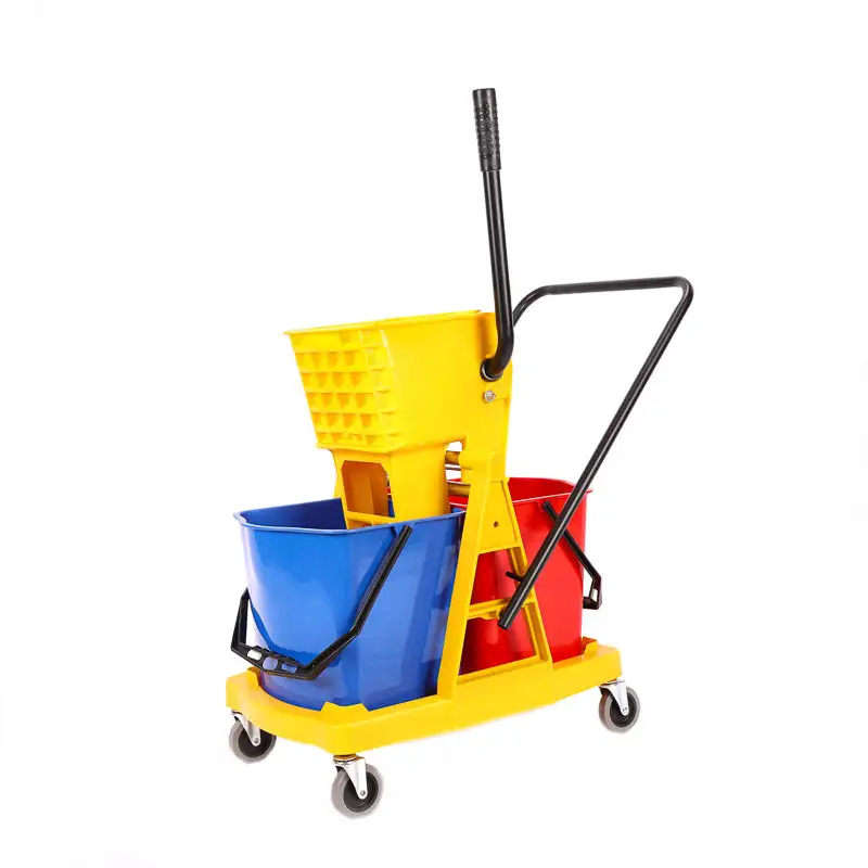 Double Mop Bucket Combo Geteilter Double Bucket Mop Wringer Trolley mit Wringer