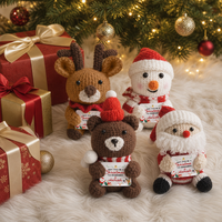 Ensemble d'amigurumi de Noël au crochet personnalisé, ornements en peluche tricotés à la main, renne, bonhomme de neige, Père Noël, décoration de Noël