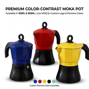 Kingze Cadeaux de Noël personnalisés Cafetière espresso jaune 3 tasses 6 tasses Cafetière <span class=keywords><strong>italienne</strong></span> Moka - Product Image 1