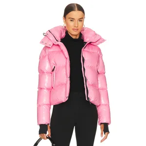 OEMカスタム卸売ロゴフグジャケット新しい冬の摩耗長袖女性フグバブルジャケットコート
